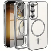 GS Ovitek za Samsung Galaxy S23 Plus, Electro MagSafe, srebrn + zaščitno steklo za zaslon
