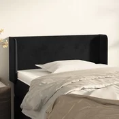 Vidaxl Vzglavje z ušesi črno 83x16x78/88 cm žamet