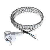 shumee Priključni kabel PP-S-15 H03RT-F 2 m 3 x 0,75 mm2 s kotnim Uni-Schuko vtičem 250 V 16 A pleten belo-črn T-07279