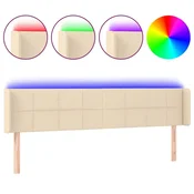 Vidaxl LED posteljno vzglavje krem 183x16x78/88 cm blago
