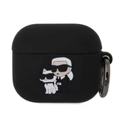 KARL LAGERFELD 3D LOGO NFT KARL AND CHOUPETTE silikonska futrola s karabinerom CRNA Apple AirPods 3 KLA3RUNKC