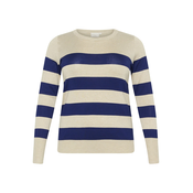 KAFFE CURVE Pulover Lizzy bež/temno modra