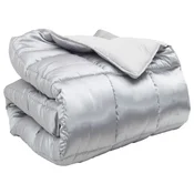 Vidaxl Zimska posteljnina srebrna 220 x 260 cm Satin in mikrovlakna