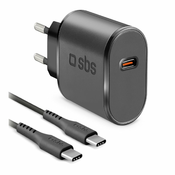 SBS ADAPTER USB-C 15W + USB-C KABEL 1M ČRN, (20544540)