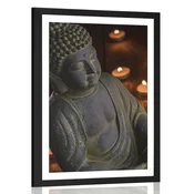 Plakat s paspartujem Buda v harmoniji - 60x90 black