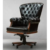 Casa Padrino luxury Chesterfield desk chair vintage black/brown 84 x 93 x H. 114 cm - Height adjustable faux leather office chair - Office furniture - Chesterfield furniture - Luxury furniture