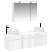 Vidaxl Komplet omaric za kopalnico 4 szt. Bela 100 x 14,5 x 70 cm