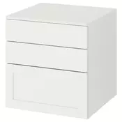 SMASTAD / PLATSA Komoda s 3 fioke, bela bela/s okvirom, 60x57x63 cm