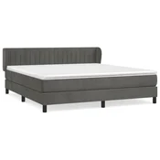 Greatstore Box spring postelja z vzmetnico temno siva 160x200 cm žamet