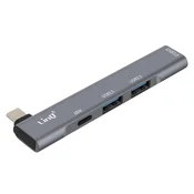 LINQ LinQ, Razdelilnik USB C 4 v 1 s 60W polnjenjem USB C in 3 priključki USB 3.0 in 2.0, Srebrna, (5000063509)