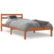 shumee vidaXL Posteljni okvir brez vzmetnice voščeno rjav 90x190 cm borovina