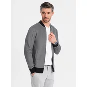 Ombre Mens unbuttoned hooded sweatshirt with piping - black