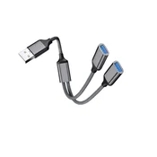INF USB v dvojni USB adapter - aluminij 2-port USB 2.0 brez gonilnikov DarkGrey, (5000276643)