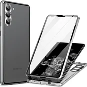 GS Ovitek za Samsung Galaxy S23, magnetno dvojno steklo, srebrn