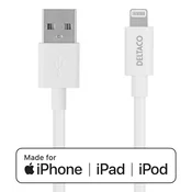 DELTACO Lightning kabel, 1m, Apple C189 cipset, MFi, FSC-oznaceno pakiranje, bijelo