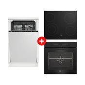 Beko Ugradni set rerna + ploca BBSE11120BD + Beko Ugradna mašina za pranje sudova BDIS38040