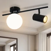 Nettlife NETTLIFE stropna svetilka z 2 plamenoma, črna, moderna stropna svetilka z GU10, vrtljiva, 40 cm, kovinska, steklena krogla, E14, (22116636)