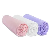 EASY Easy dort Spannbettlaken Set 3/1, 70x160 cm, Jersey bombaž, roza/bela/vijolična
