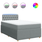 Vidaxl Boxspring postelja z vzmetnico svetlo siva 120x190 cm blago