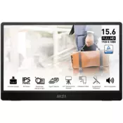 MSI PRO MP161 E2U Portable Monitor, 15.6, 60Hz FHD (1920 x 1080), 16:9, IPS, 250NITS, 4ms, Anti-glare, 1x Mini HDMI, 2x Type-C (DP 1.2a signal with Alt mode & 15W Power Delivery / Power Input), 2x 1.