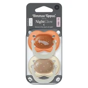 Tommee Tippee tolažilna duda - silikon , nočna, 0-6m, sort, 2/1