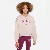 Nike G NSW TREND FLC CREW PRNT, pulover o., roza FD0885