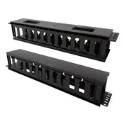 Techly I-CASE CABLE-FR2 Organizator kablov 2U za 19 omare z pokrovom, črna