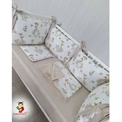 Bubamara037 Set posteljine za krevetac sa ogradicom od jastuka Guskice, Bež