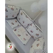 Bubamara037 Set posteljine za krevetac sa ogradicom od jastuka Mesecevi snovi, Svetlosivi