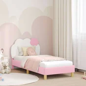 vidaXL Otroški posteljni okvir z vznožjem Roza 80 x 160 cm PU