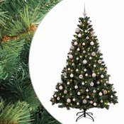 Vidaxl Umjetno božično drevo z okrasnimi kroglami 210 cm 300 LED