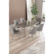 Lena - Anthracite, Chrome, Grey AnthraciteChromeGrey Dining Table & Chairs Set (7 Pieces)