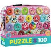 EuroGraphics Puzzle v škatli za prigrizke Donuts 100 kosov