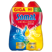 Somat Excellence Duo gel za pranje posuđa, limun, 2 x 810 ml