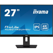 IIYAMA 27 ETE IPS-panel, 3840x2160 UHD, 4ms, 15cm height adj. stand, 300cdm?, DVI, HDMI, DisplayPort, Speakers, USB-HUB 2x 3.0 ( XUB2792UH