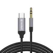 USB-C v 3.5mm male adapter Techsuit AC11 z DAC - 0.5m - siv