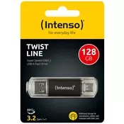 (Intenso) USB Flash drive 128GB, USB 3.2, USB-C, USB-A, Twist Line - USB3.2-128GB/Twist Line