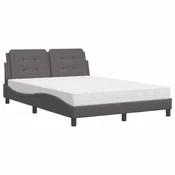 Vidaxl Postelja z vzmetnico Zadar siva 140x200 cm umetno usnje