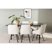 Venture Design Jedilna miza in stol komplet Astrid in Rosie 200x90x75 cm črna bež