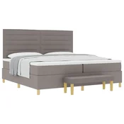 Vidaxl Postelja z vzmetnico z vzmetnico Taupe 200 x 200 cm blago