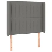 Vidaxl Vzglavje z ušesi temno sivo 103x16x118/128 cm blago