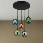 Globo LED-visoka svetilka Minara, 5-žarilna, O 43 cm, večbarvna, steklo - Dnevna soba/jedilnica - Sodobni - večbarvno, mat črno - Kovina