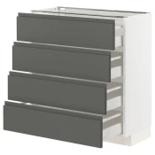 METOD / MAXIMERA Podni ormaric 4 fronta/4 fioke, bela/Voxtorp tamnosiva, 80x37 cm