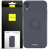 Spacecase SILIKONSKI ZAŠČITNI OVITEK SPACECASE ZA IPHONE XR ČRN Z OBROČKOM, (21963741)