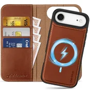 SHIELDON MagSafe snemljiv ovitek z denarnico za iPhone 17 Air – retro rjava