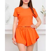 Resti Orange womens sports crop top set - Clothing