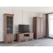 Set za dnevni boravak Parma B116 Samoa King orah, Pojedini dijelovi, S tv stol, S dodatnom opremom, Laminirani iveral, Staklo, 193x304x49cm