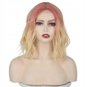 Korbi Blond-Roza Lasulja Dolgi Bob z Valovi 33 cm