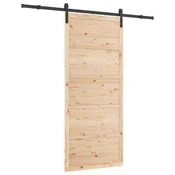 Vidaxl Drsna vrata Naravna 100 x 208 cm Trdna borovina