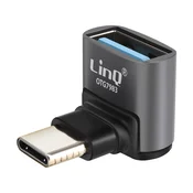 LINQ LinQ, Adapter za polnjenje in prenos USB-C moški na USB-A ženski 10Gbps pod kotom, Siva, (5000220120)